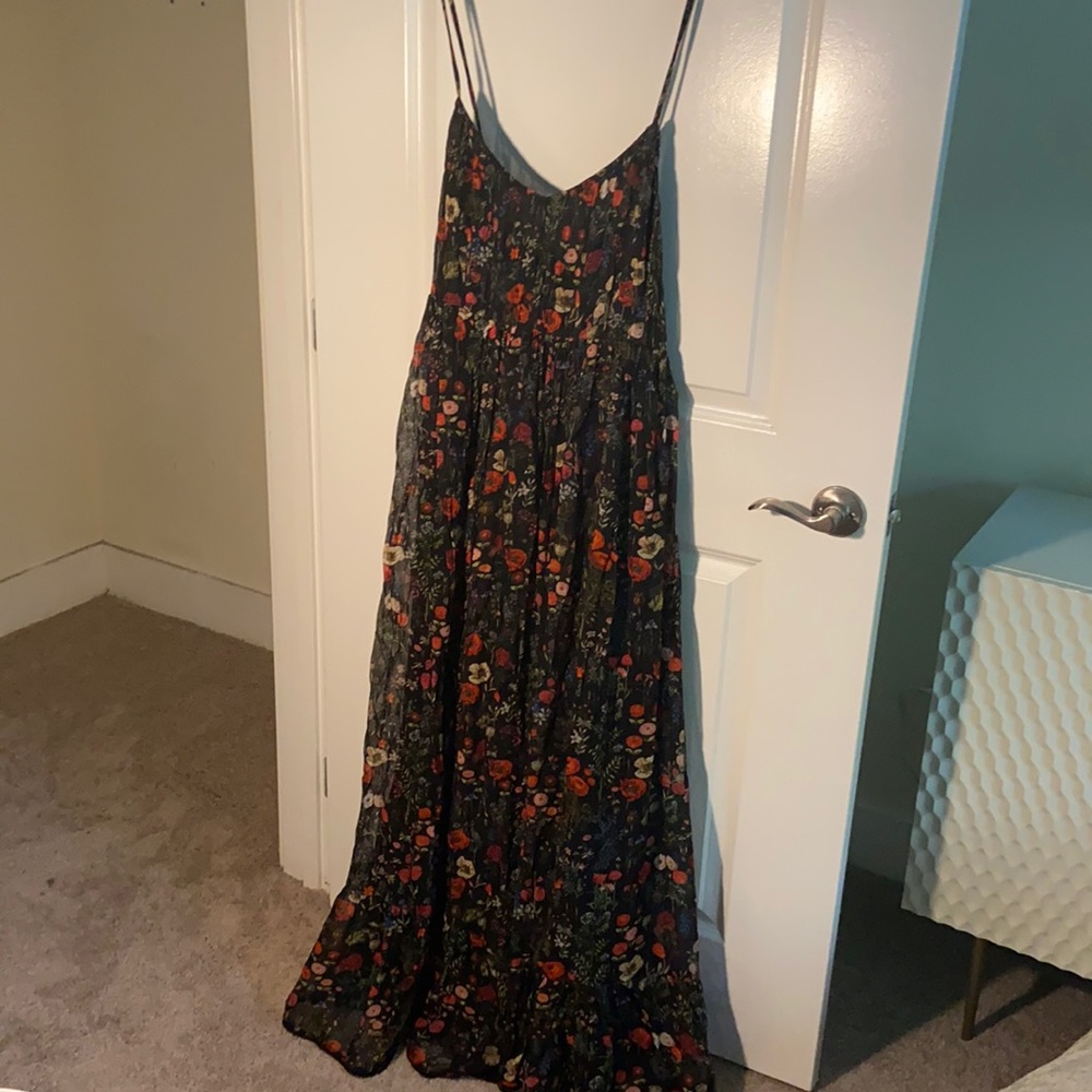 Payal Jain Anthropologie Floral Pleated Maxi Dress